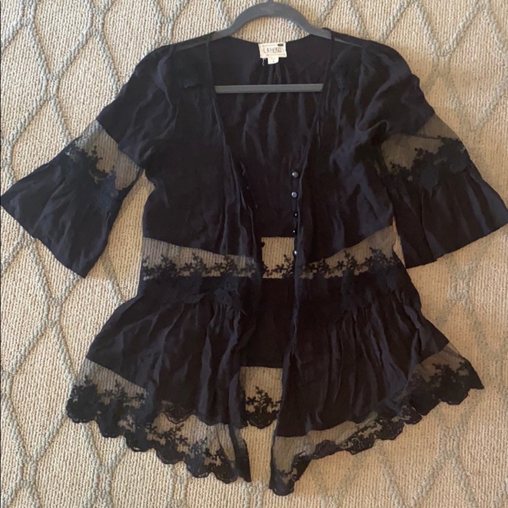 LA Hearts black lace top